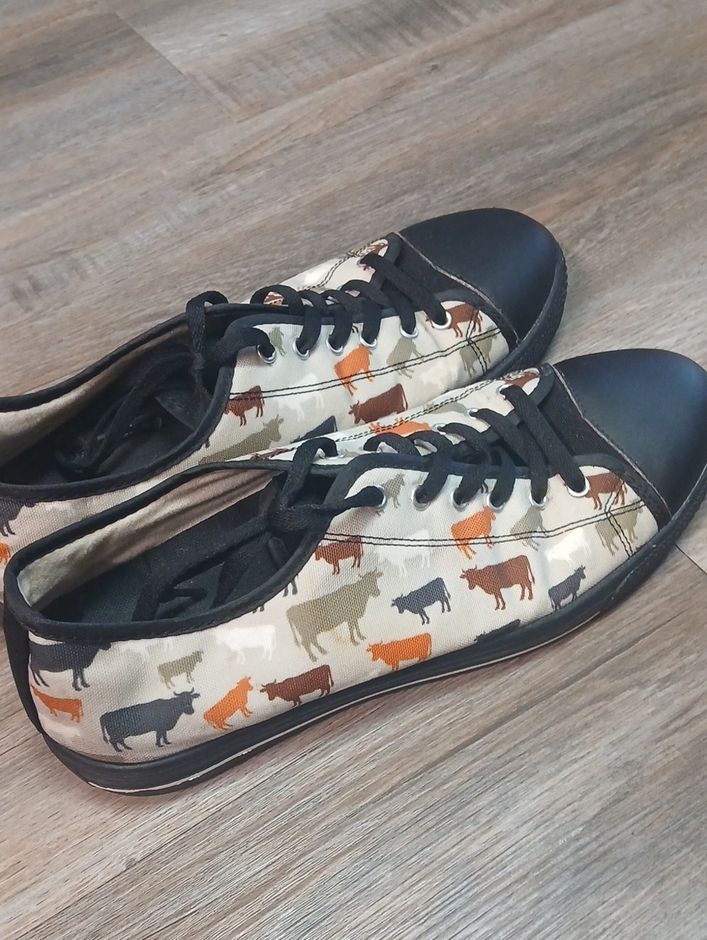 Cow Print Canvas Sneakers in Black and Multicolor
